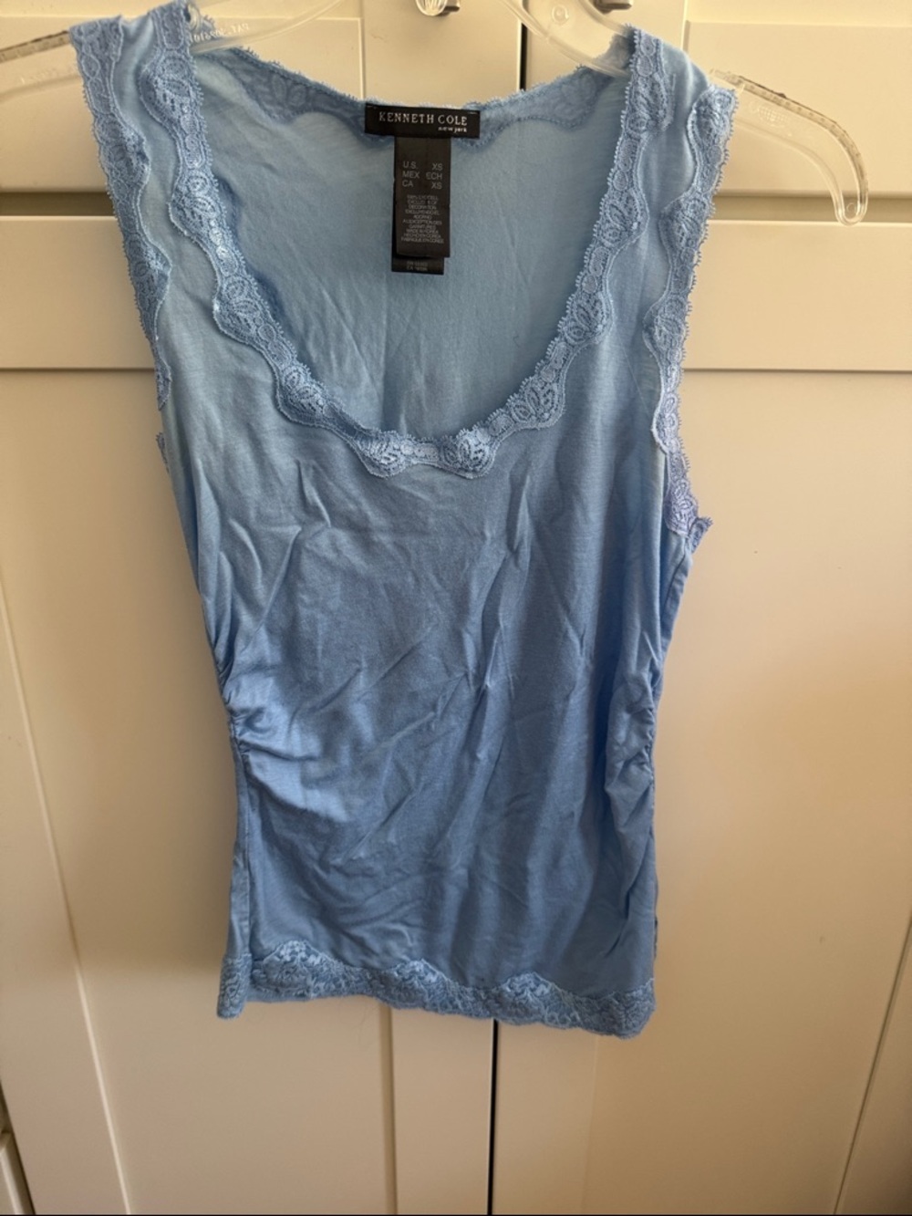 Kenneth Cole Sky Blue Lace-Trim Tank